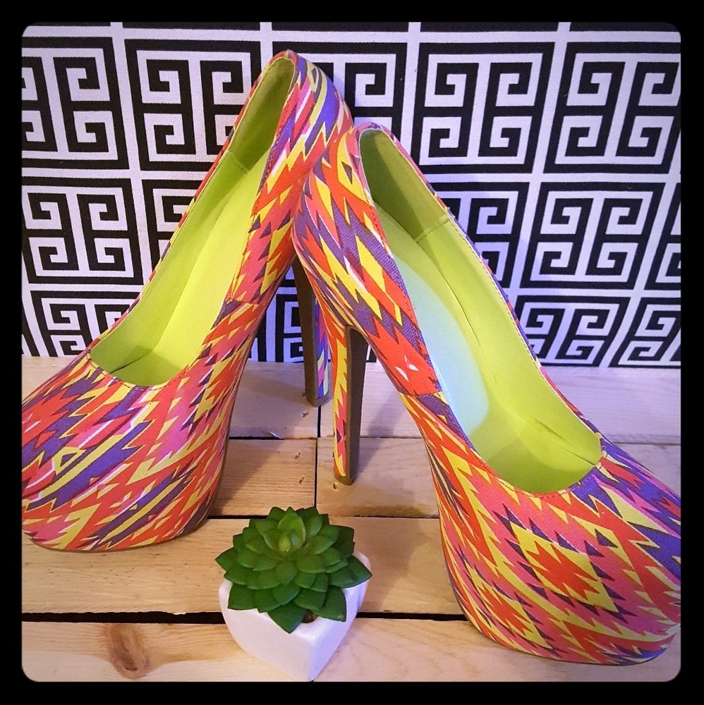 Neon Brights Canvas Platform Heels